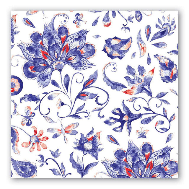 Michel Design Works Blue and Red Paisley Cocktail Napkins 20ct