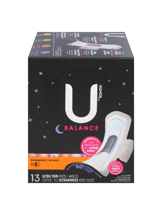 *U by Kotex Balance Ultra Thin Overnight Pads 13ct