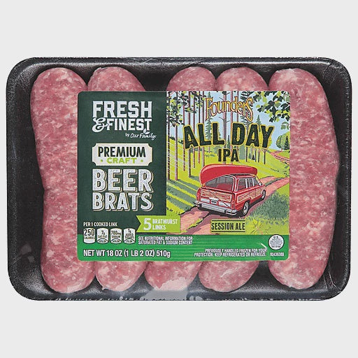 Fresh & Finest Premium Craft Beer Bratwurst Founder's IPA All Day 18oz