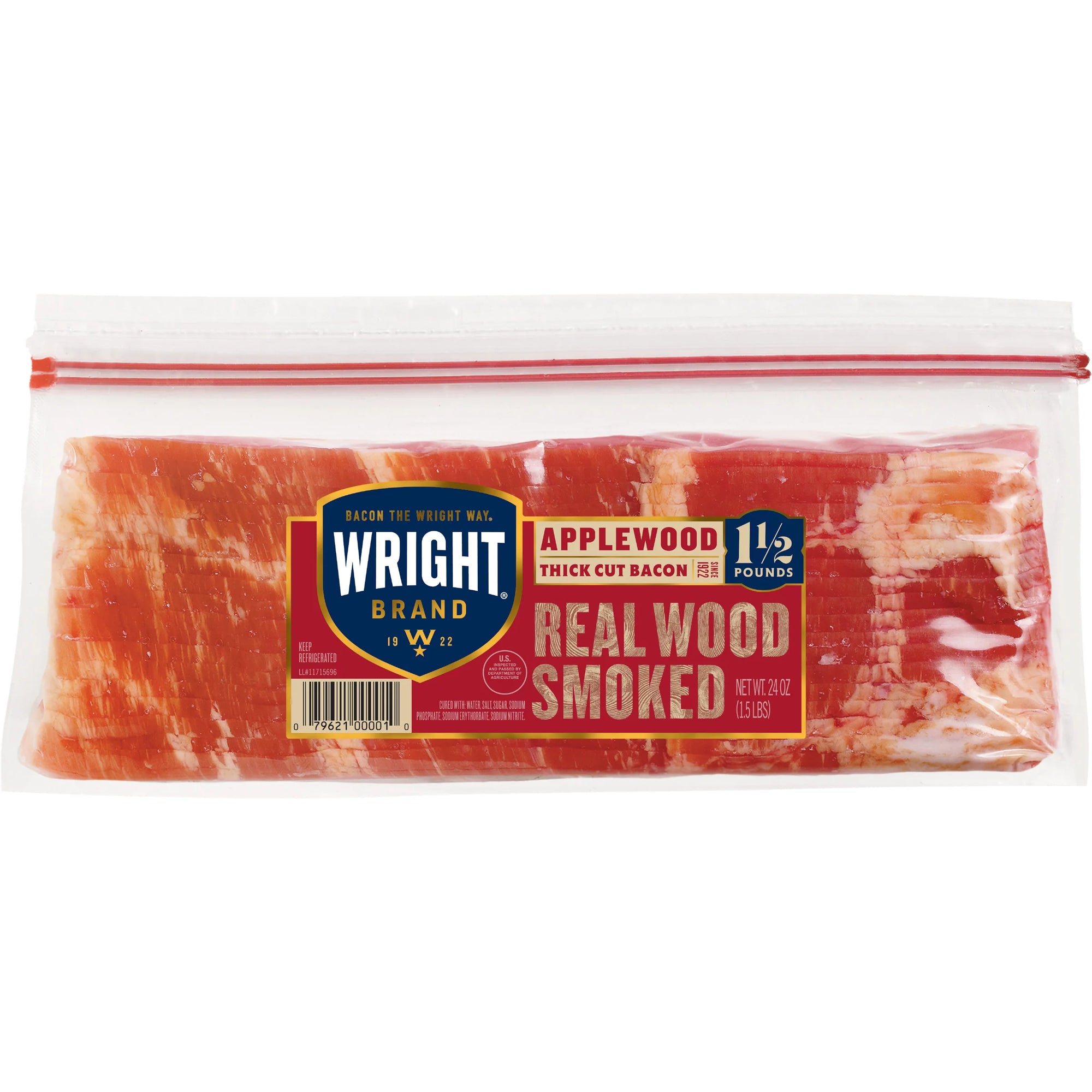 Wright Applewood Smoked Thick Cut Bacon 1.5lbs