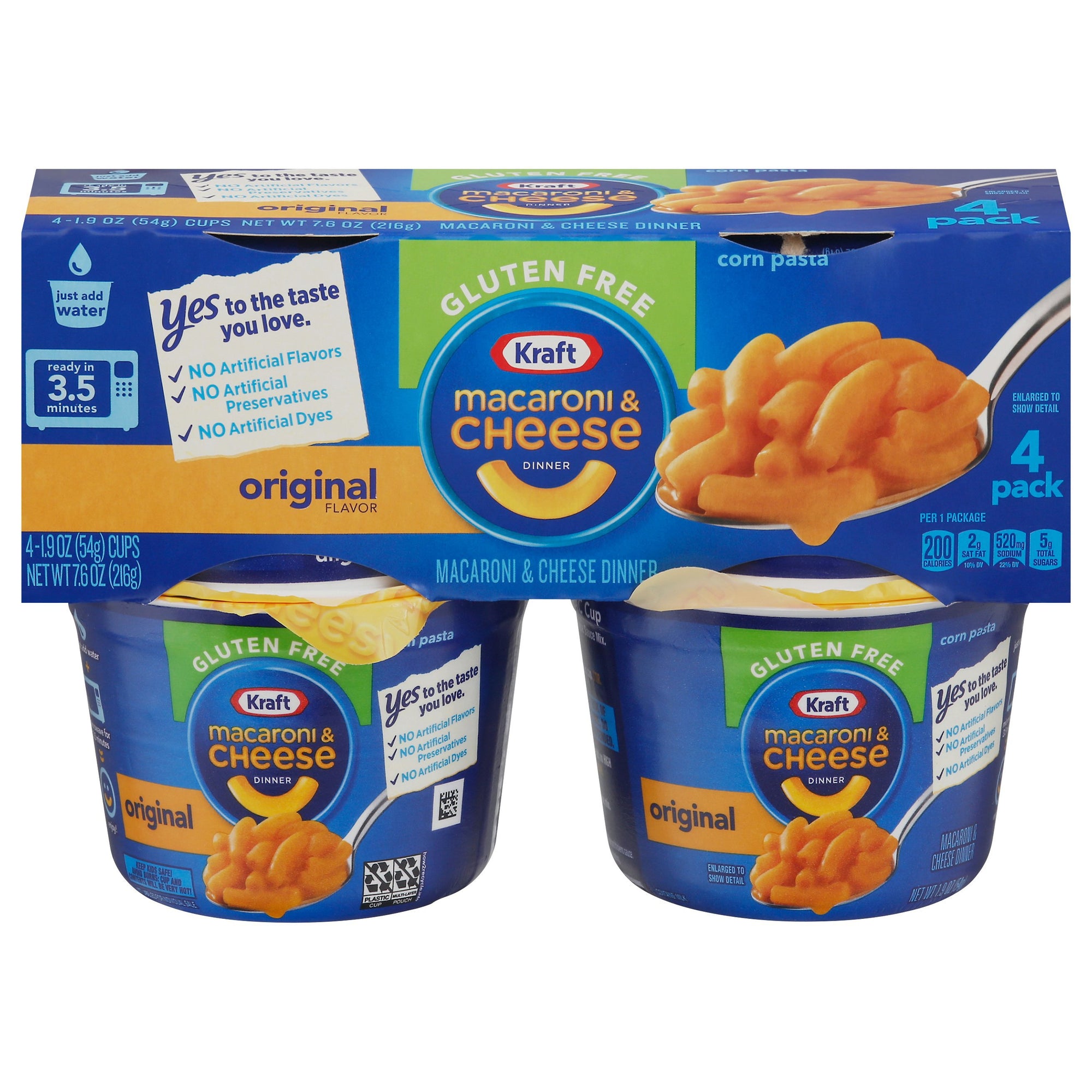 Kraft Gluten Free Mac & Cheese Cups 4pk 7.6oz