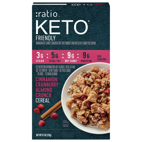 General Mills Ratio Keto Cinnamon Cranberry Almond Crunch Cereal 9.7oz