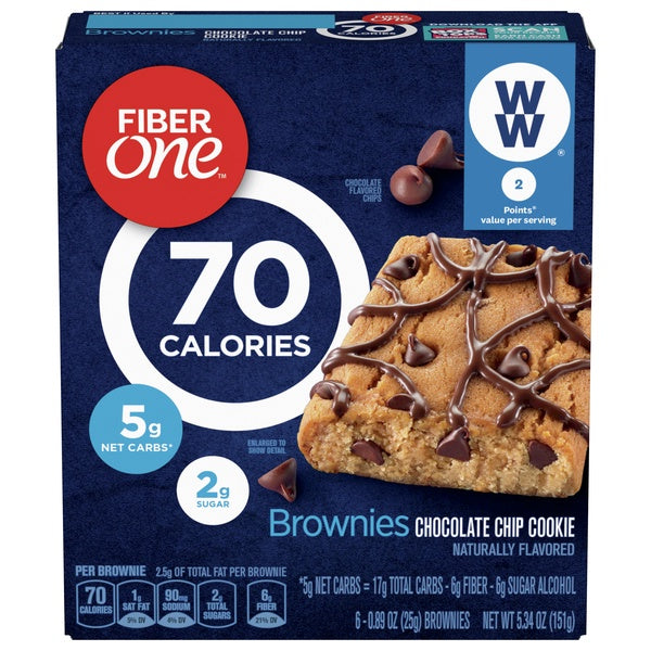 Fiber One Chocolate Chip Cookie Brownies 6ct