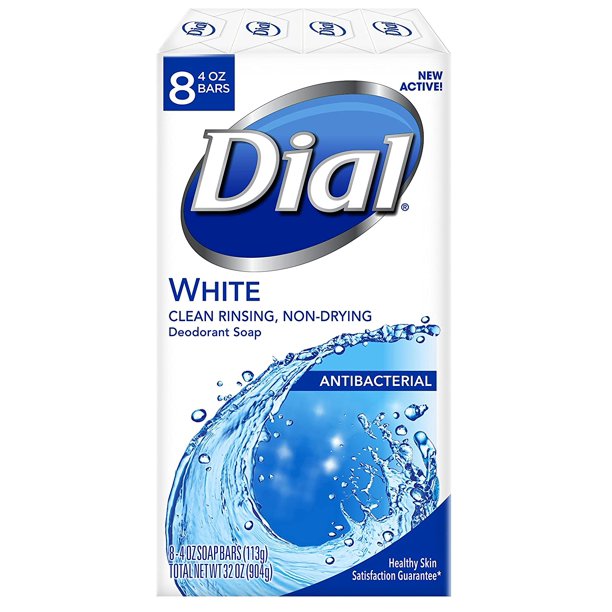 Dial White Antibacterial Bar Soap 4oz x 8