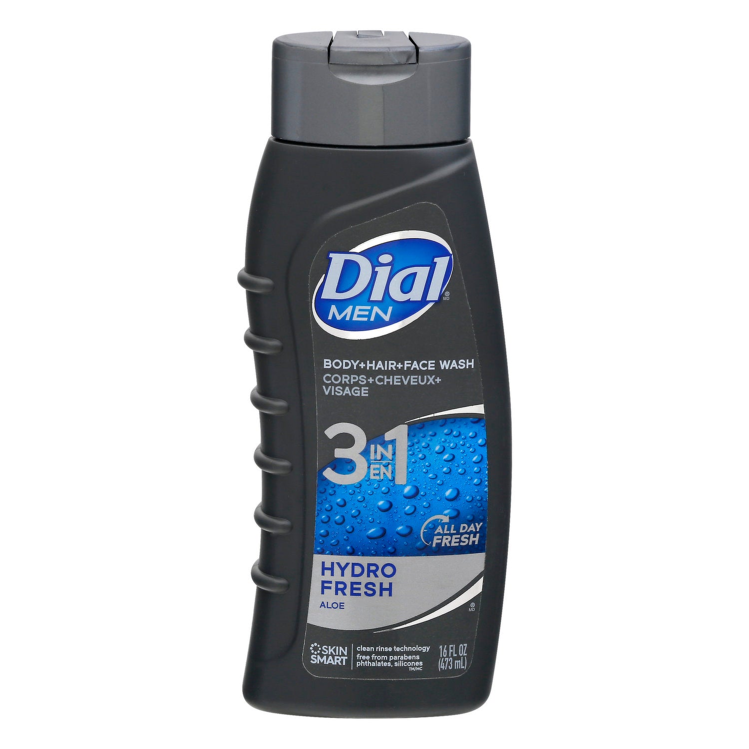 Dial Men Body + Hair +Face Wash Hydro Fresh w/Aloe 16fl oz