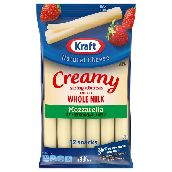 Kraft Creamy Whole Milk Mozzarella String Cheese 12ct