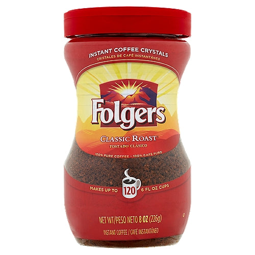 Folgers Instant Coffee Crystals Classic Roast 12 oz