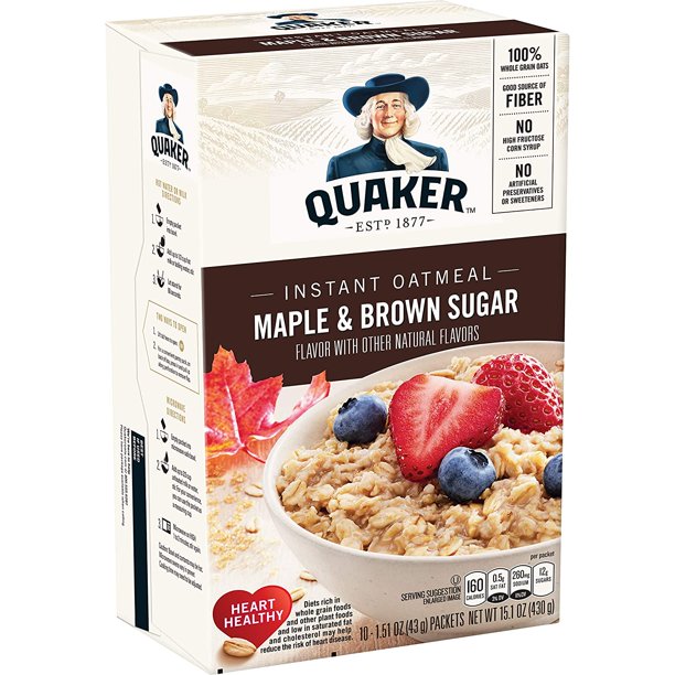 Quaker Instant Oatmeal Maple Brown Sugar 8ct 12.1