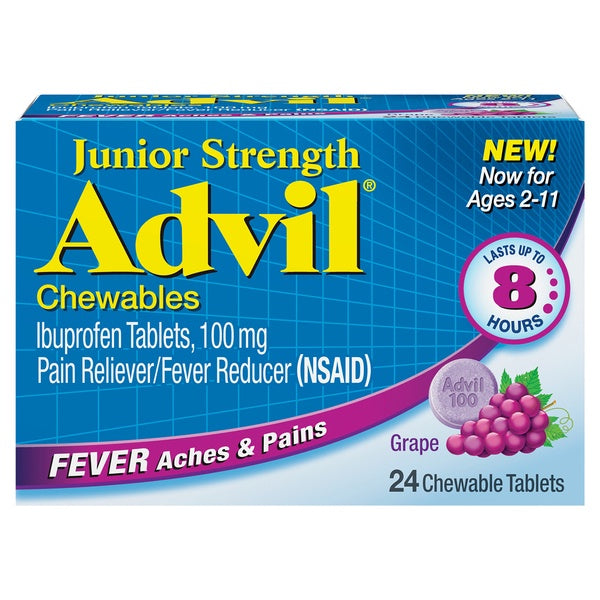 Advil Junior Strength Grape Chewable Tablets 24ct