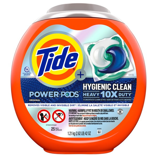 Tide + Power Pods HE Hygienic Clean Heavy 10X Duty 25ct