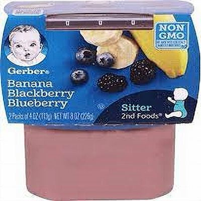 Gerber Baby Food Banana Blackberry Blueberry 2ct 4oz