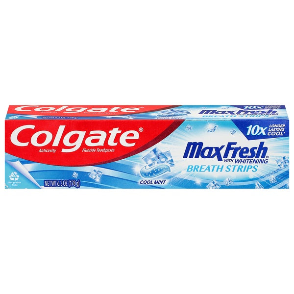 Colgate Cool Mint Max Fresh Breath Strips Toothpaste 6.3oz