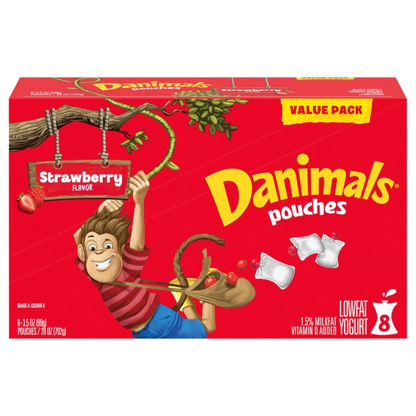 Dannon Strawberry Danimals Pouches 8ct