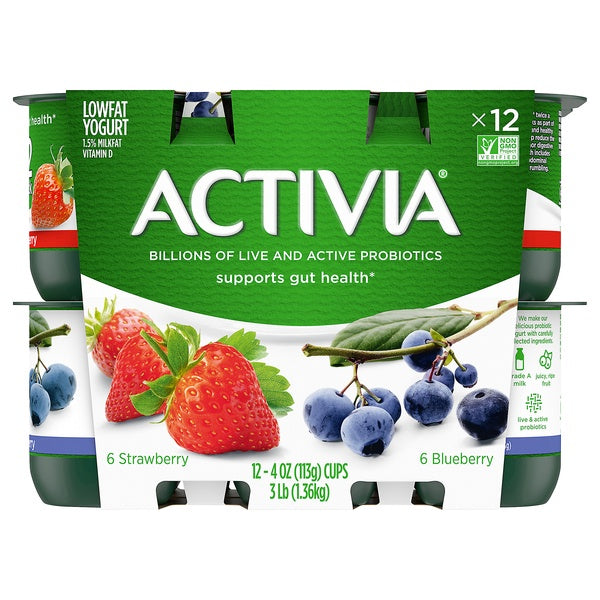 Dannon Activia Strawberry/Blueberry Lowfat Yogurt Cups 12ct