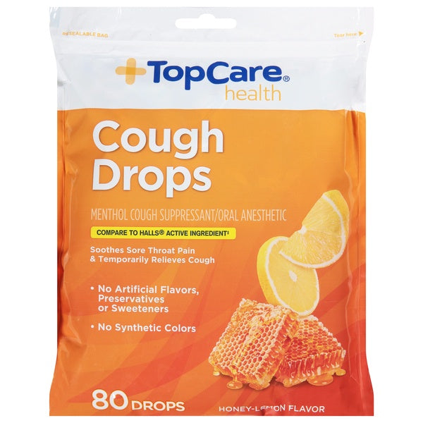 Top Care Health Honey Lemon Cough Drops 80ct