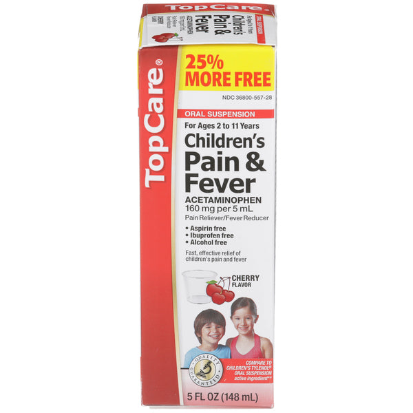 TopCare Children's Oral Suspension Cherry Flavor Pain & Fever Acetaminophen 5fl oz