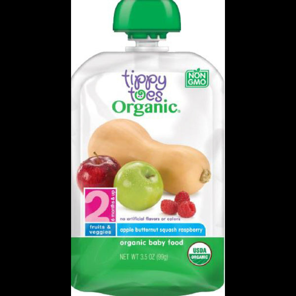 Tippy Toes Apple Butternut Squash Raspberry Baby Food Pouch 3.5oz