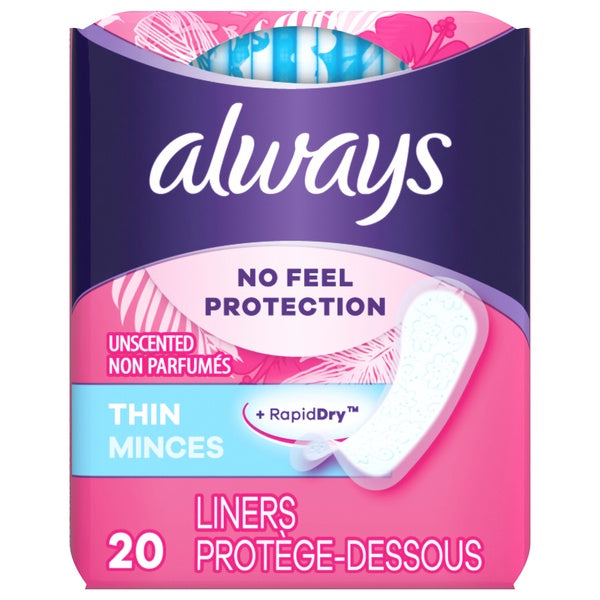 Always + RapidDry Thin Unscented Liners 20ct