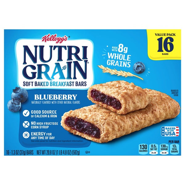 Kellogg's Nutri Grain Blueberry Soft Baked Breakfast Bars 16ct