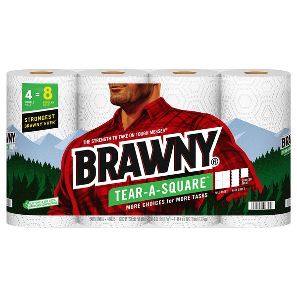 *Brawny Tear-a-Square 120 Sheet 2-Ply Paper Towel 4ct