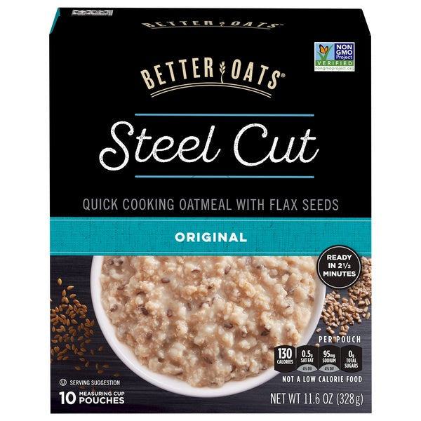 Better Oats Original Quick Cooking Steel Cut Oatmeal 11.6oz  10ct