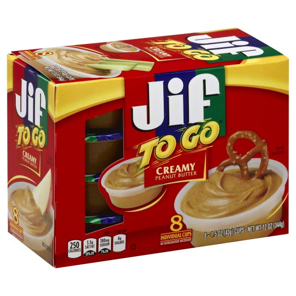 Jif To Go Creamy Peanut Butter Individual Cups 8ct