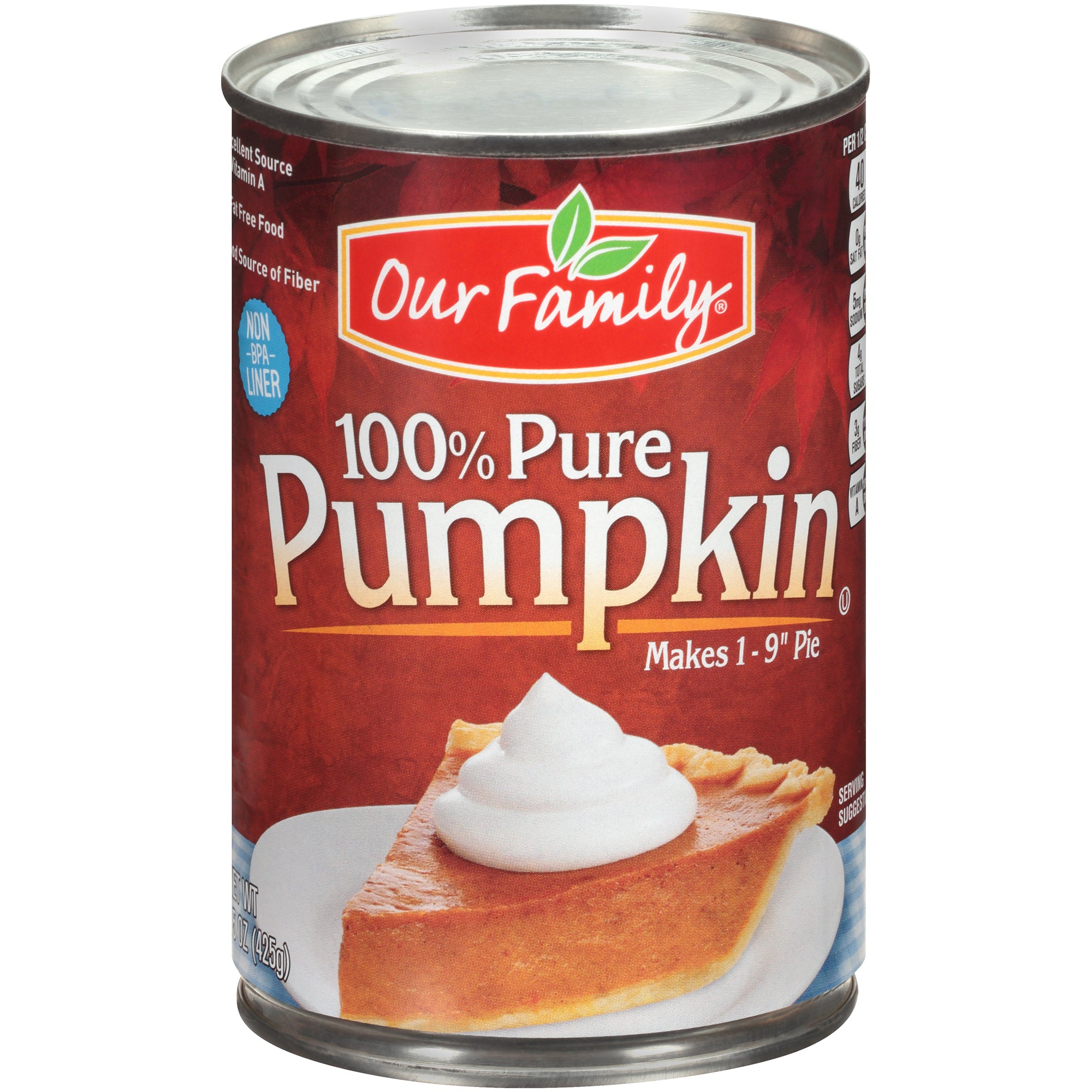 Our Family 100% Natural Canned Pumpkin 15oz