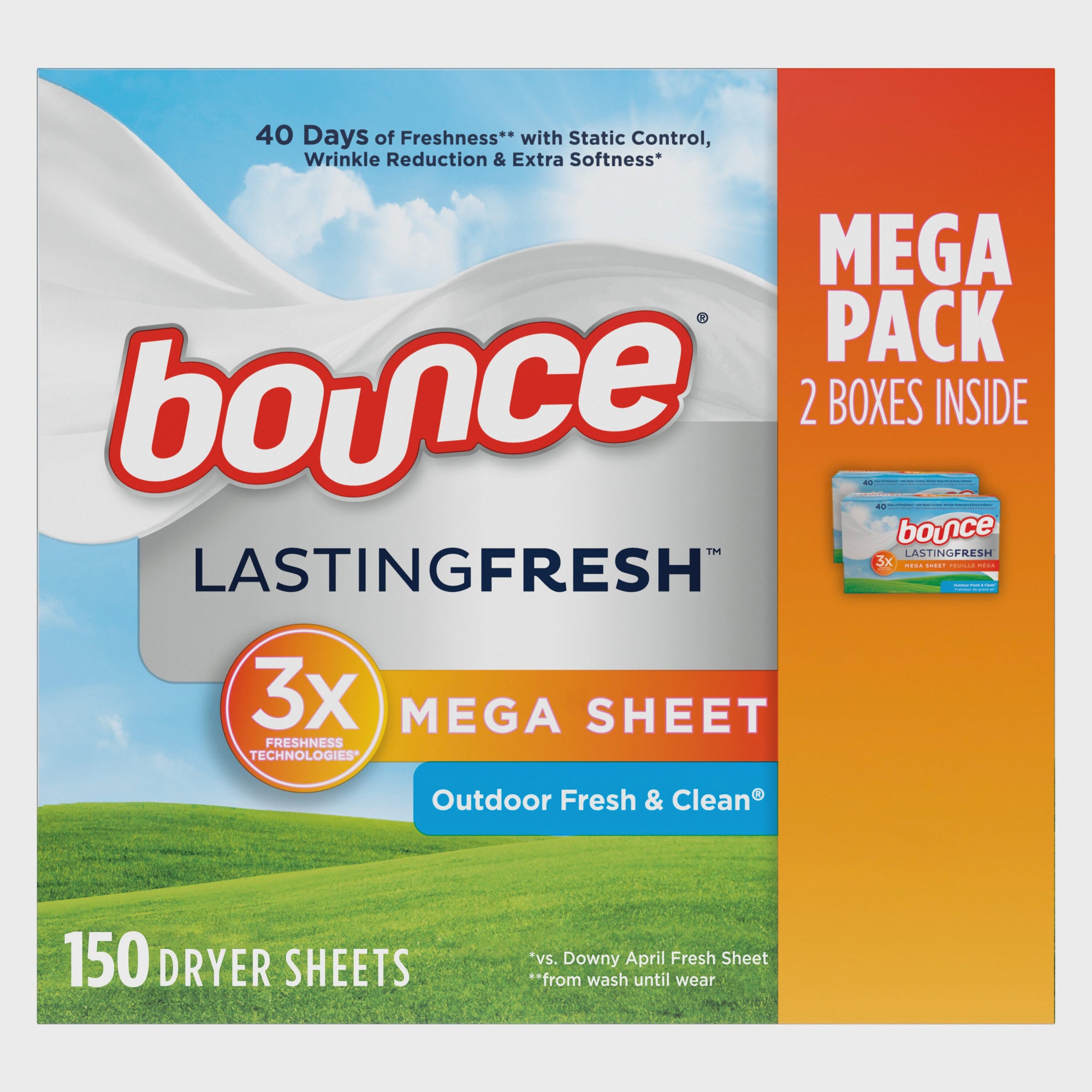 Bounce Mega Dryer Sheets 150ct x 2