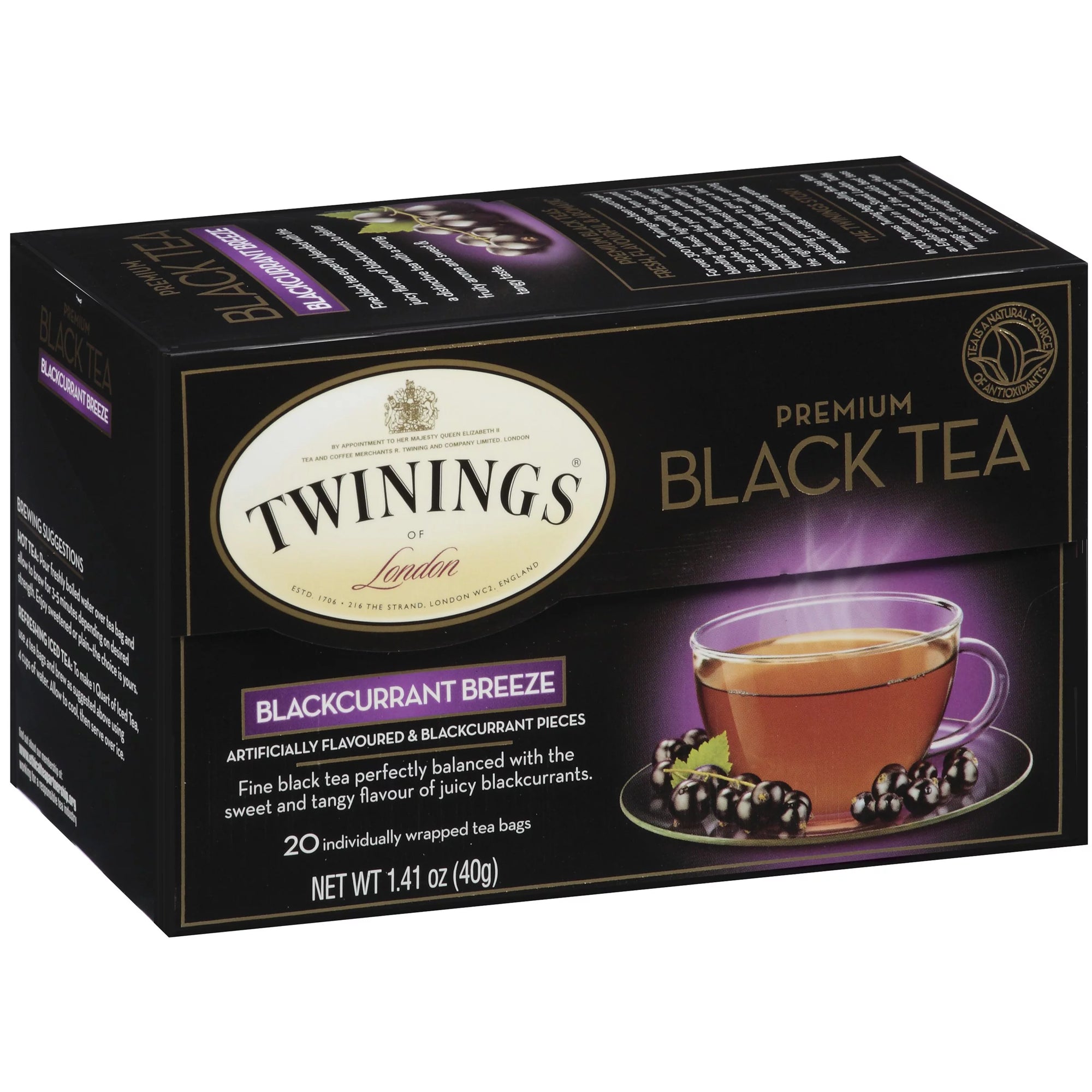 Twinings Premium Blackcurrant Breeze - Black Tea Bags 20ct