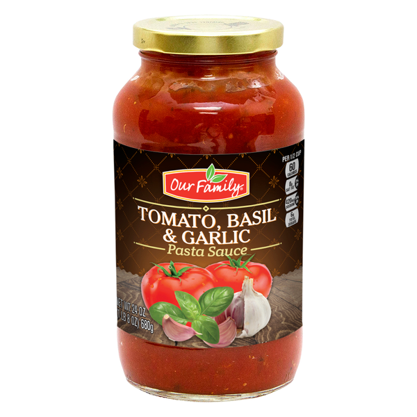 Our Family Tomato Basil Garlic Pasta Sauce 24 oz