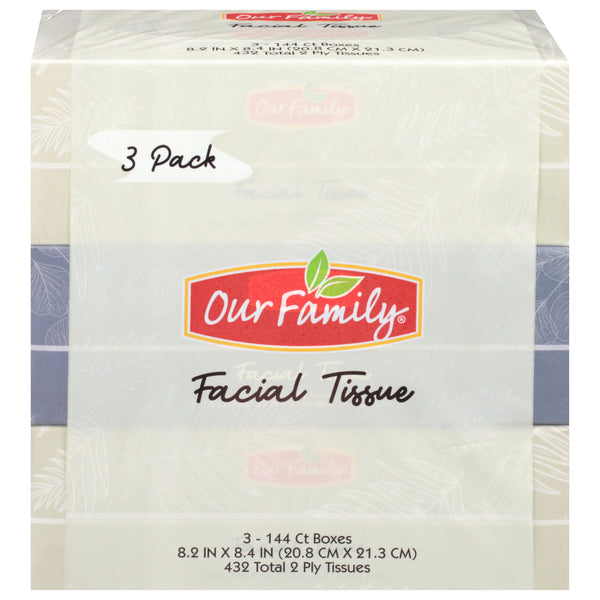 Our Family 2 Ply Facial Tissue 3ct