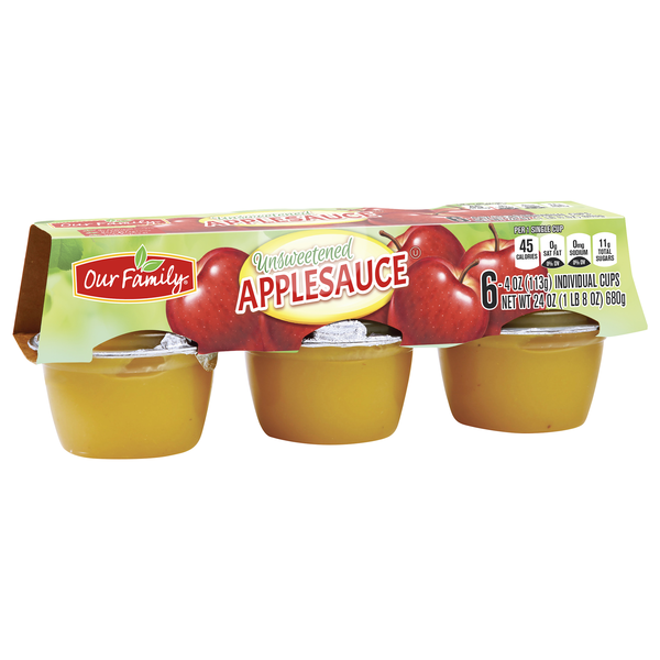 Our Family Unsweetened Applesauce Cups  6ct