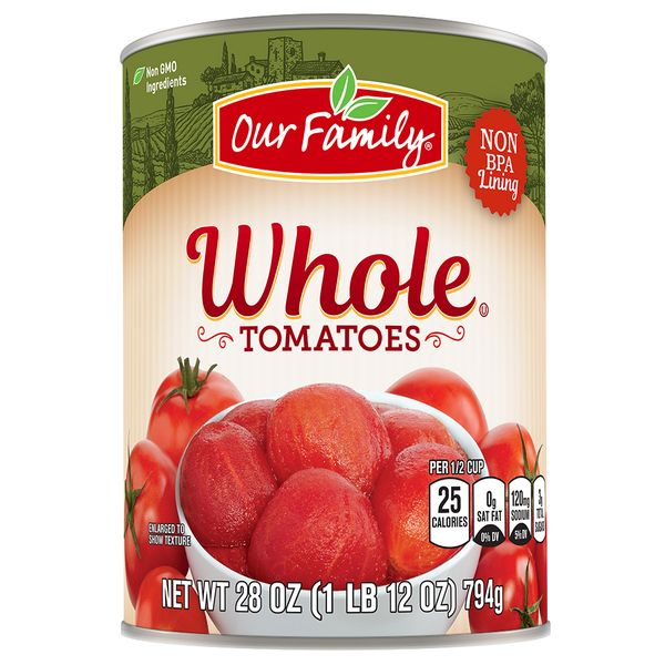 Our Family Whole Peeled Tomatoes 28 oz