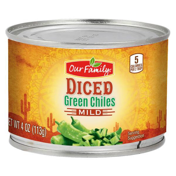 Our Family Diced Mild Green Chiles 4oz