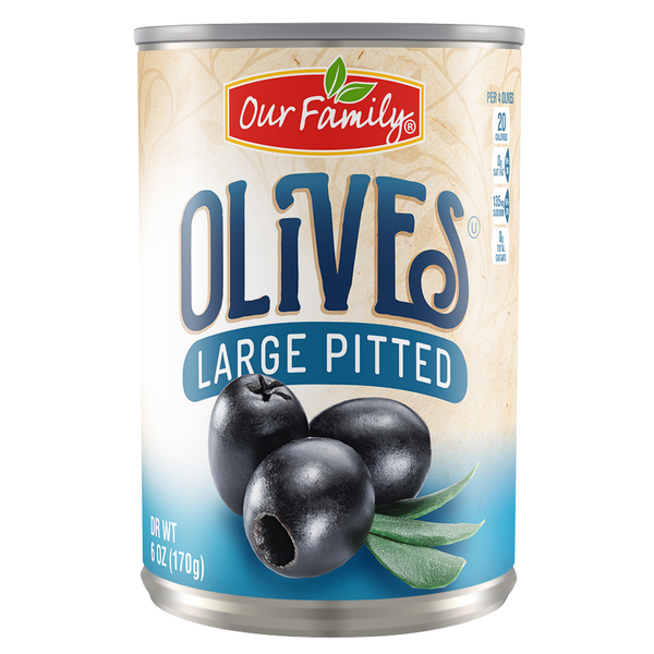 Our Family Large Pitted Black Olives 6oz