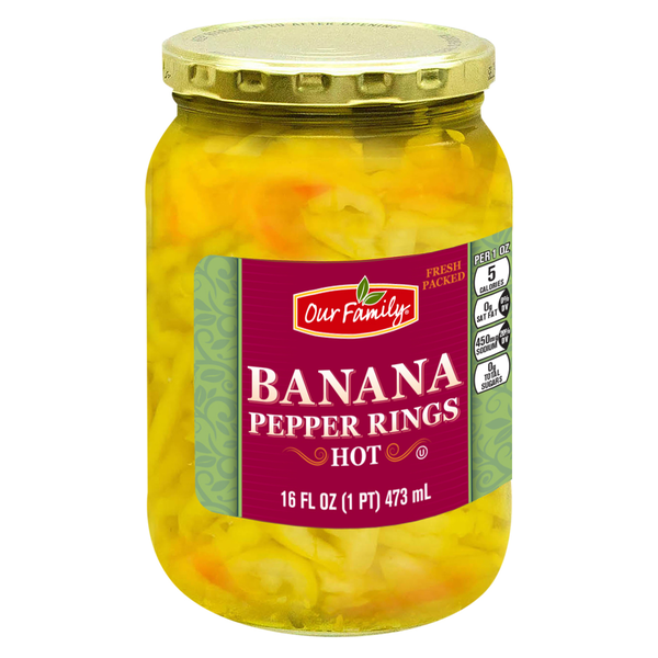 Our Family Hot Banana Pepper Rings 16oz