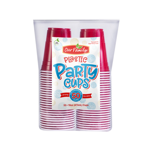 Our Family Plastic Party Cups 18oz x 50