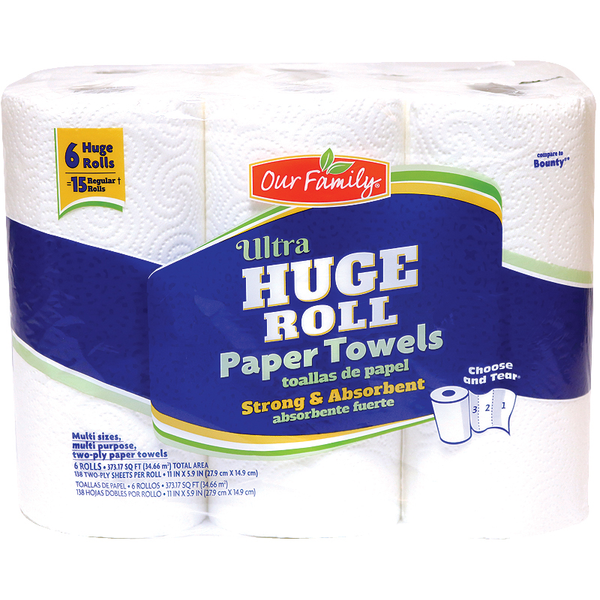 Our Family Ultra Huge Roll Paper Towels 6ct