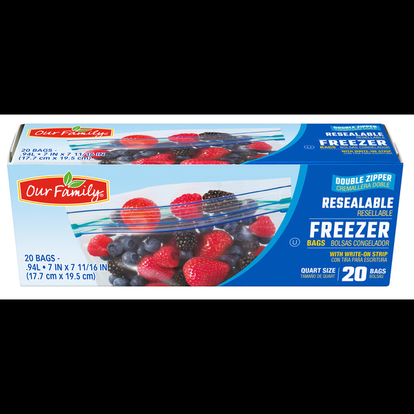 Our Family Snap & Seal Freezer Quart Bags 20 ct