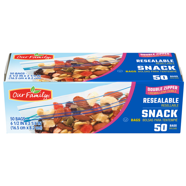 Our Family Snap Seal Snack Bag 50ct