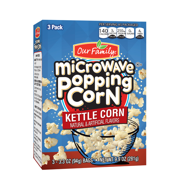 Our Family Microwave Kettle Corn Popcorn 3ct