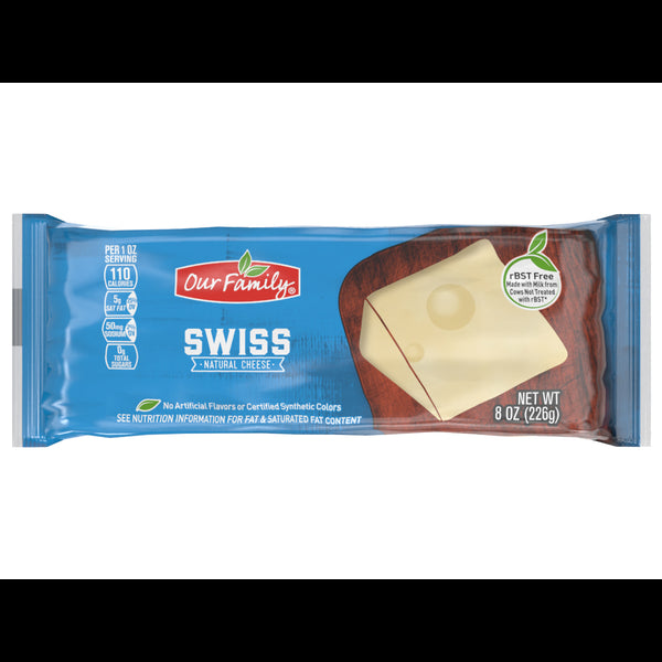 Our Family Swiss Cheese Block Cheese 8oz