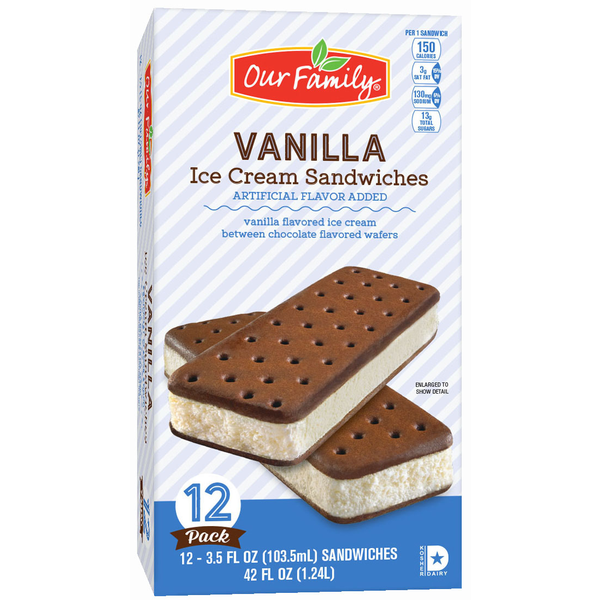 Our Family Vanilla Ice Cream Sandwiches 12ct