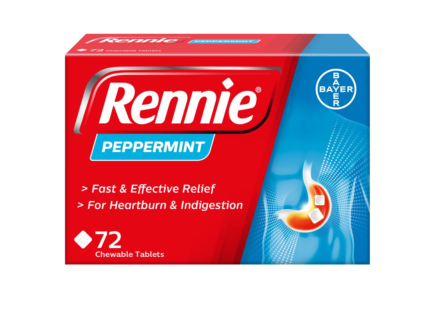 Rennie Peppermint Heartburn & Indigestion Relief Tablets 72ct