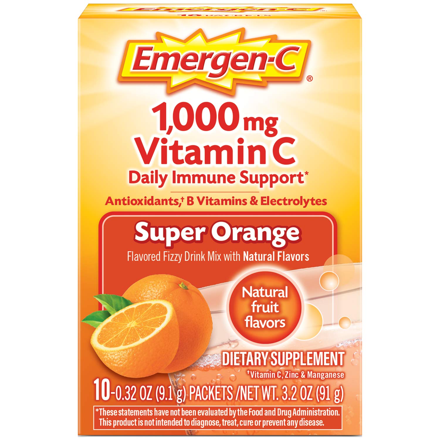 Emergen-C Super Orange Drink Packets .32oz x 30