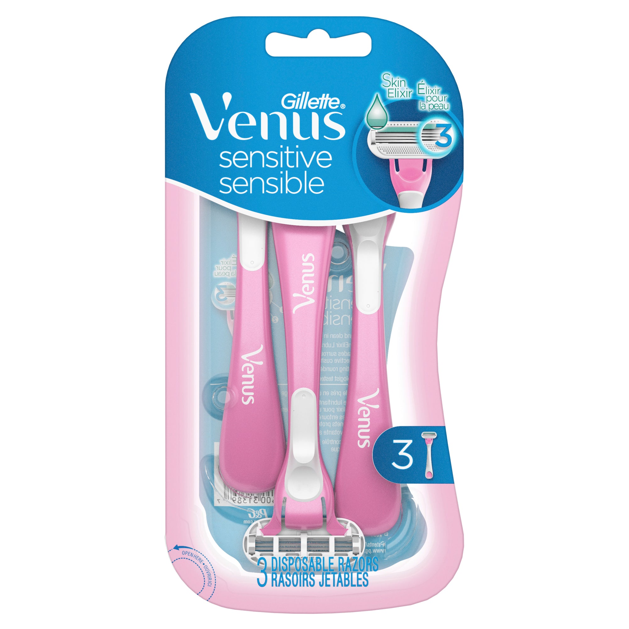 Gillette Venus Sensitive Plus Disposable 3 Blade Razors 3ct