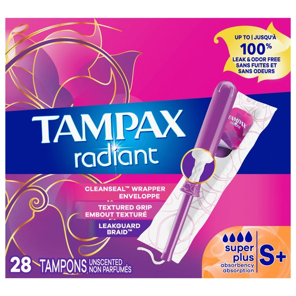 Tampax Radiant Unscented Super Plus Tampons 28ct