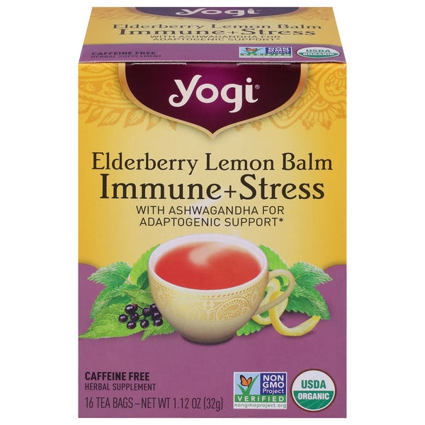 Yogi Elderberry Lemon Balm Immune & Stress Tea Bags 16ct