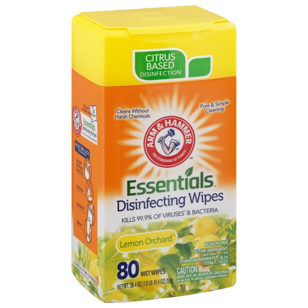 Arm & Hammer Lemon Orchard Essentials Disinfecting Wipes 80ct