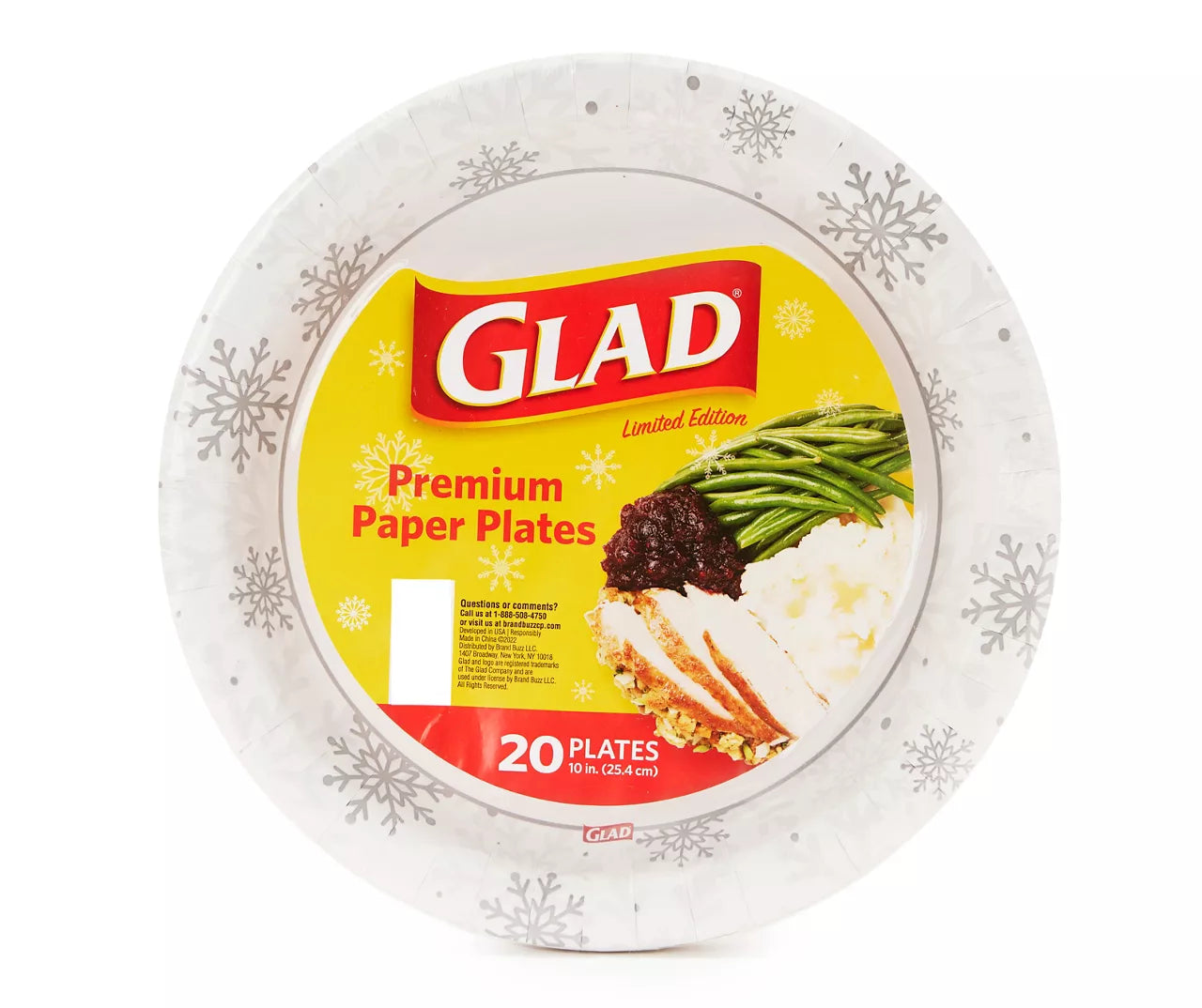 Glad 10" Gold/Silver Snowflake Paper Plates 20ct